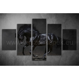 Többrészes Fekete Ló vászonkép 022 - (választható formák)