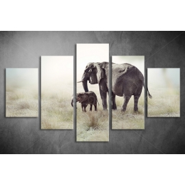 Többrészes Elefántok vászonkép 040 - (választható formák)