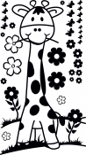 Zsiráf virággal falmatrica 203 ív mérete